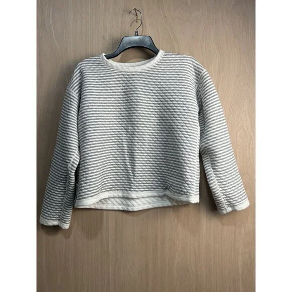 J.Crew Reversible Quilted Striped & Solid Womens Sweatshirt S Cotton/Polyester - Picture 2 of 10